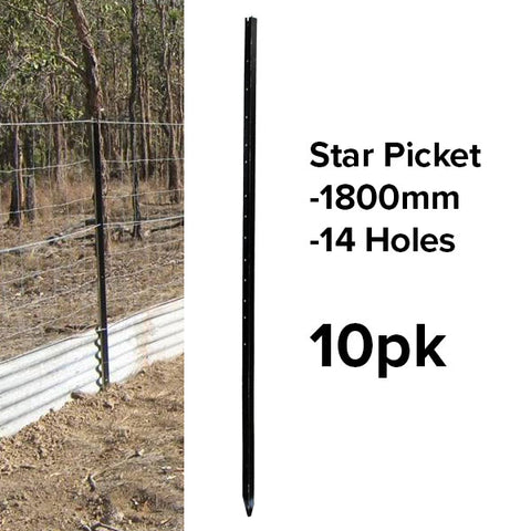 Star Pickets (Black) - 1800mm - (10pk or Slings)