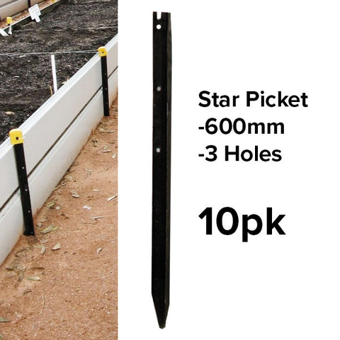 Star Pickets (Black) - 600mm - (10pk or Slings)