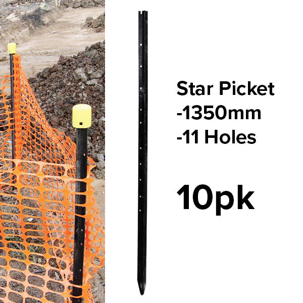Star Pickets (Black) - 1350mm - (10pk or Slings)