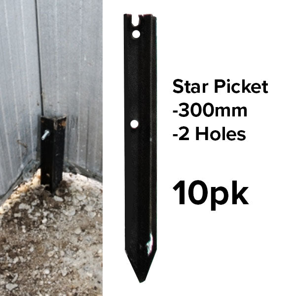 Star Pickets (Black) - 300mm - (10pk or Slings)